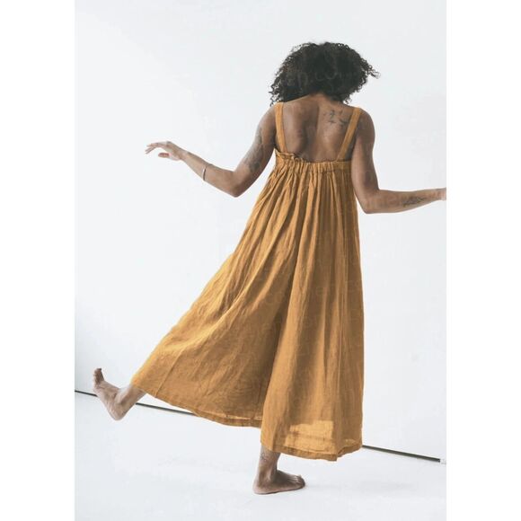 NEW Oversized Cotton Sleeveless Cotton Jumpsuit Adjustable Straps L Orange - Picture 3 of 12